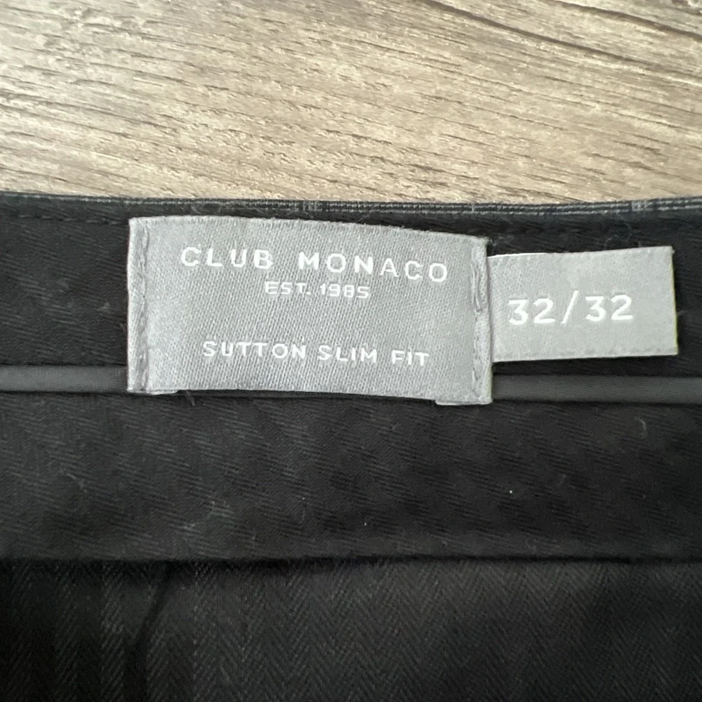 Club Monaco Sutton Slim Fit Pants Mens 32x32 Gray Plaid Wool Blend